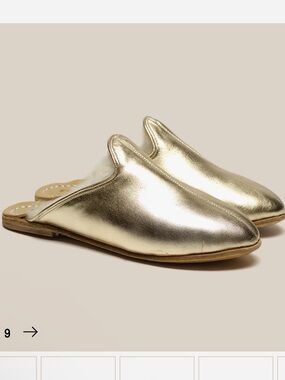 Sabah Shearling Baba Metallic Gold Fur-Lined Slip-On Mules